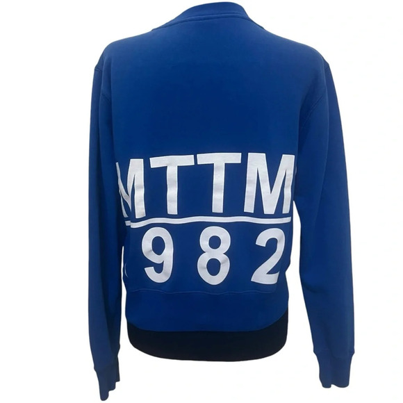 Married to the Mob Crewneck Sweater with Logo Blue Size Medium - Picture 2 of 10